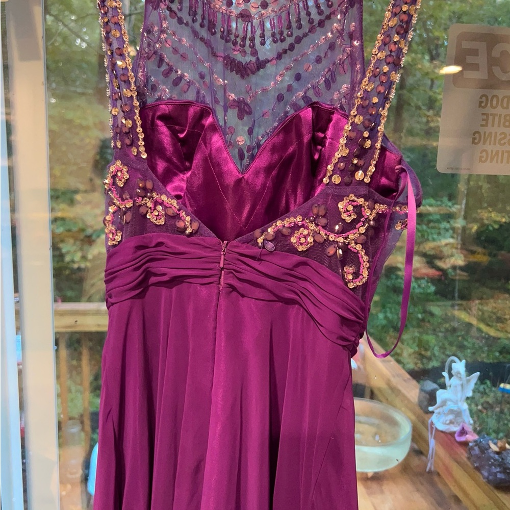 Purple Beaded Evening Gown